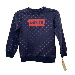 Levi’s Boy Sweatshirt Printed Logo, Navy Blue, Size 7/ L, NWT